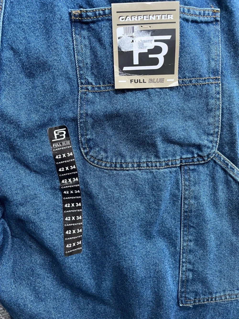 NWT Full Blue 42 x 34 100% cotton carpenter jeans